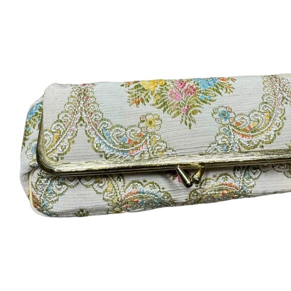 Vintage Celebrity Tapestry Floral Makeup Cosmetic Bag Mirror Small Coquette Flaw - Picture 3 of 12